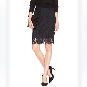 Banana Republic factory black lace overlay skirt size 6